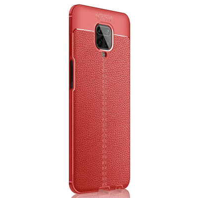 Microsonic Xiaomi Redmi Note 9S Kılıf Deri Dokulu Silikon Kırmızı