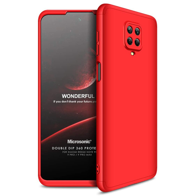 Microsonic Xiaomi Redmi Note 9S Kılıf Double Dip 360 Protective AYS Kırmızı