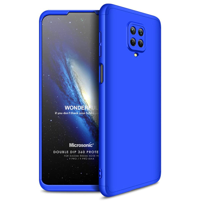 Microsonic Xiaomi Redmi Note 9S Kılıf Double Dip 360 Protective AYS Mavi