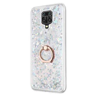 Microsonic Xiaomi Redmi Note 9S Kılıf Glitter Liquid Holder Gümüş