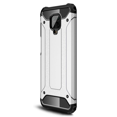 Microsonic Xiaomi Redmi Note 9S Kılıf Rugged Armor Gümüş