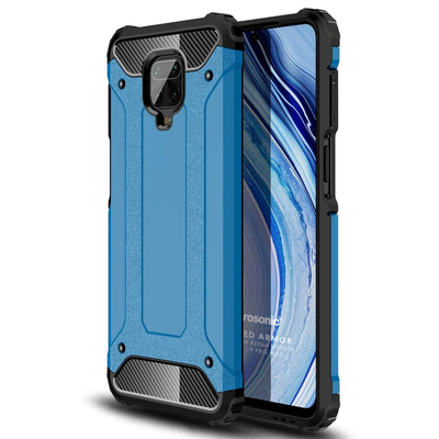 Microsonic Xiaomi Redmi Note 9S Kılıf Rugged Armor Mavi