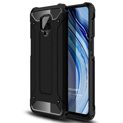 Microsonic Xiaomi Redmi Note 9S Kılıf Rugged Armor Siyah