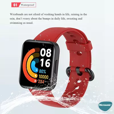 Microsonic Xiaomi Redmi Watch 2 Lite Kordon, Silicone Sport Band Beyaz