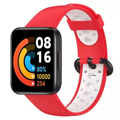 Microsonic Xiaomi Redmi Watch 2 Lite Rainbow Band Kordon Kırmızı Beyaz