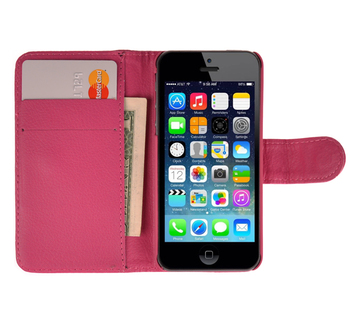 CaseUp Apple iPhone 5 Cüzdanlı Suni Deri Kılıf Pembe