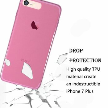 Caseup Apple iPhone 8 Plus Kılıf Transparent Soft Pembe