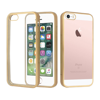 CaseUp Apple iPhone SE Lazer Kesim Silikon Kılıf Gold