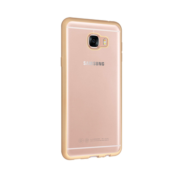 CaseUp Samsung Galaxy C5 Lazer Kesim Silikon Kılıf Gold
