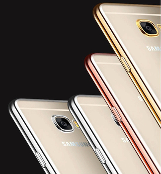 CaseUp Samsung Galaxy C7 Lazer Kesim Silikon Kılıf Rose Gold