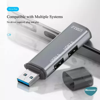 Microsonic 3 Port Hub USB 3.0 Çoğaltıcı Çoklayıcı Gri