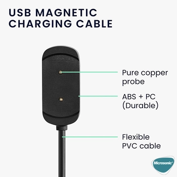 Microsonic Amazfit Bip 5 Manyetik USB Şarj Kablosu Siyah