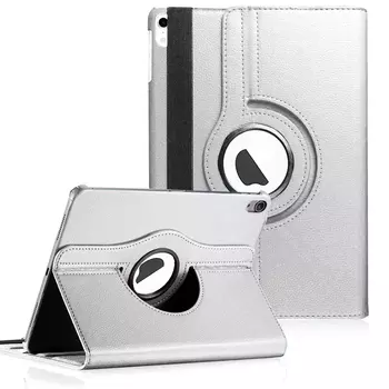 Microsonic Apple iPad Mini 6 2021 (A2567-A2568-A2569) Kılıf 360 Dönerli Stand Deri Gümüş