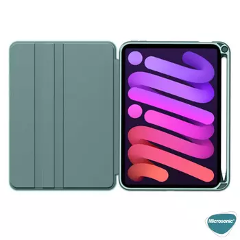 Microsonic Apple iPad Mini 6 2021 Kılıf (A2567-A2568-A2569) Regal Folio Koyu Yeşil