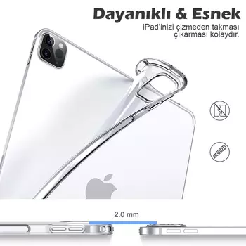 Microsonic Apple iPad Pro 11'' 2021 3. Nesil Kılıf (A2377-A2459-A2301-A2460) Transparent Soft Beyaz