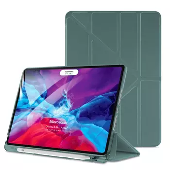 Microsonic Apple iPad Pro 12.9'' 2021 5. Nesil Kılıf (A2378-A2461-A2379-A2462) Origami Pencil Koyu Yeşil