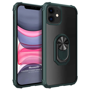 Microsonic Apple iPhone 11 Kılıf Grande Clear Ring Holder Yeşil Microsonic Apple iPhone 11 Kılıf Grande Clear Ring Holder Yeşil