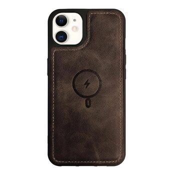 Microsonic Apple iPhone 11 Kılıf MagSafe Genuine Leather Koyu Kahverengi