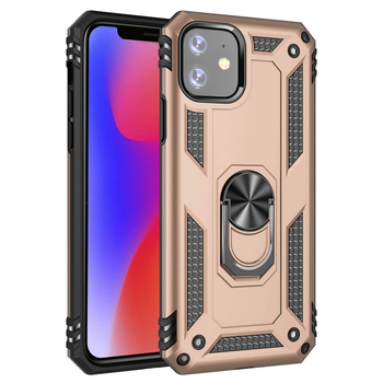 Microsonic Apple iPhone 11 Kılıf Military Ring Holder Gold Microsonic Apple iPhone 11 Kılıf Military Ring Holder Gold