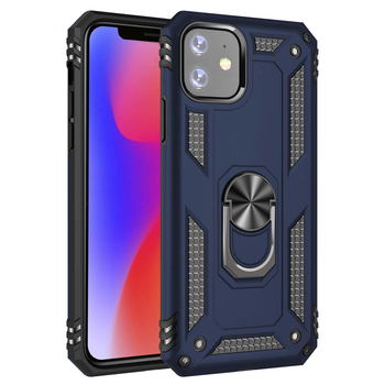 Microsonic Apple iPhone 11 Kılıf Military Ring Holder Lacivert Microsonic Apple iPhone 11 Kılıf Military Ring Holder Lacivert