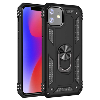 Microsonic Apple iPhone 11 Kılıf Military Ring Holder Siyah Microsonic Apple iPhone 11 Kılıf Military Ring Holder Siyah