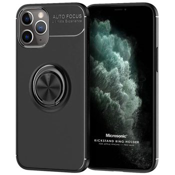 Microsonic Apple iPhone 11 Pro Max Kılıf Kickstand Ring Holder Siyah Microsonic Apple iPhone 11 Pro Max Kılıf Kickstand Ring Holder Siyah