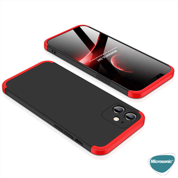 Microsonic Apple iPhone 12 Kılıf Double Dip 360 Protective AYS Kırmızı