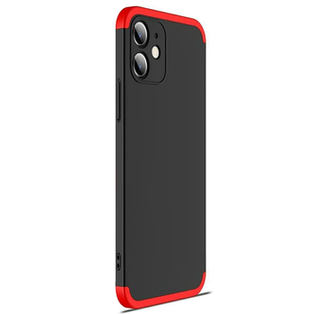 Microsonic Apple iPhone 12 Kılıf Double Dip 360 Protective AYS Siyah Kırmızı