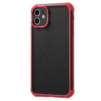 Microsonic Apple iPhone 12 Kılıf Chester Carbon Kırmızı