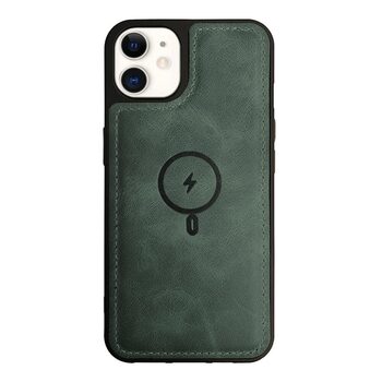 Microsonic Apple iPhone 12 Kılıf MagSafe Genuine Leather Koyu Yeşil