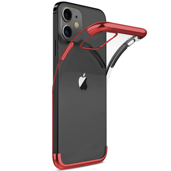 Microsonic Apple iPhone 12 Kılıf Skyfall Transparent Clear Kırmızı