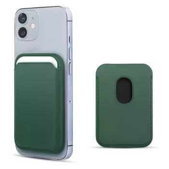 Microsonic Apple iPhone 12 Leather Wallet MagSafe Yeşil