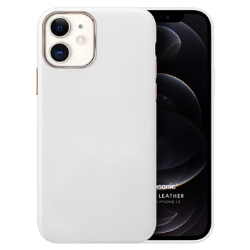 Microsonic Apple iPhone 12 Kılıf Luxury Leather Beyaz