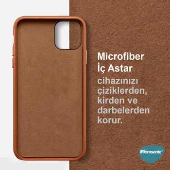 Microsonic Apple iPhone 12 Kılıf Luxury Leather Beyaz