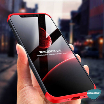 Microsonic Apple iPhone 12 Mini Kılıf Double Dip 360 Protective AYS Siyah Kırmızı
