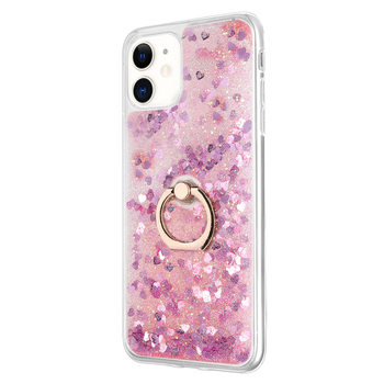 Microsonic Apple iPhone 12 Mini Kılıf Glitter Liquid Holder Pembe