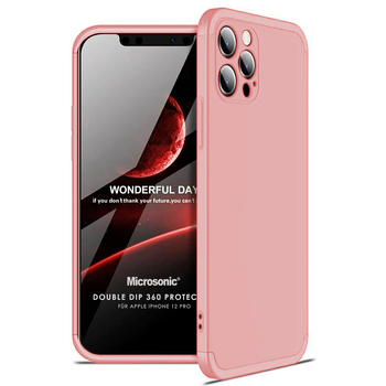 Microsonic Apple iPhone 12 Pro Kılıf Double Dip 360 Protective AYS Rose Gold Microsonic Apple iPhone 12 Pro Kılıf Double Dip 360 Protective AYS Rose Gold