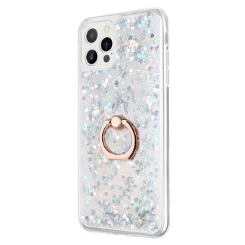Microsonic Apple iPhone 12 Pro Kılıf Glitter Liquid Holder Gümüş