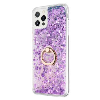 Microsonic Apple iPhone 12 Pro Kılıf Glitter Liquid Holder Mor