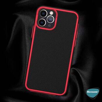 Microsonic Apple iPhone 12 Pro Kılıf Chester Carbon Kırmızı