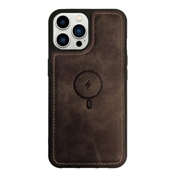 Microsonic Apple iPhone 12 Pro Kılıf MagSafe Genuine Leather Koyu Kahverengi