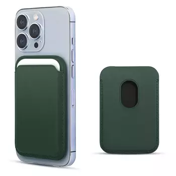 Microsonic Apple iPhone 12 Pro Leather Wallet MagSafe Koyu Yeşil