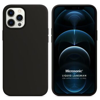 Microsonic Apple iPhone 12 Pro Kılıf Liquid Lansman Silikon Siyah