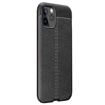 Microsonic Apple iPhone 12 Pro Max Kılıf Deri Dokulu Silikon Siyah
