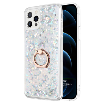 Microsonic Apple iPhone 12 Pro Max Kılıf Glitter Liquid Holder Gümüş