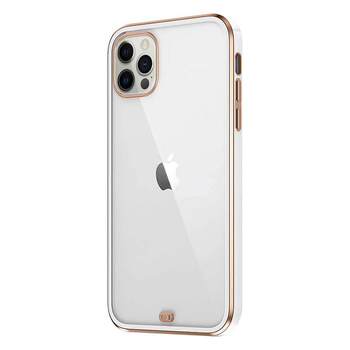 Microsonic Apple iPhone 12 Pro Max Kılıf Laser Plated Soft Beyaz