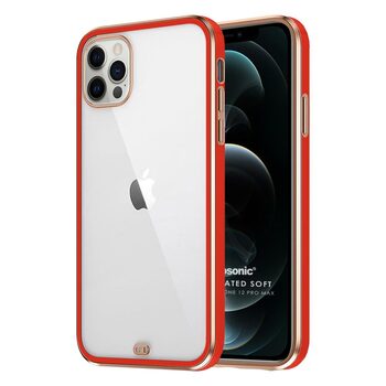 Microsonic Apple iPhone 12 Pro Max Kılıf Laser Plated Soft Kırmızı
