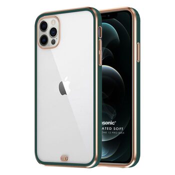 Microsonic Apple iPhone 12 Pro Max Kılıf Laser Plated Soft Koyu Yeşil