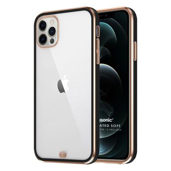 Microsonic Apple iPhone 12 Pro Max Kılıf Laser Plated Soft Siyah