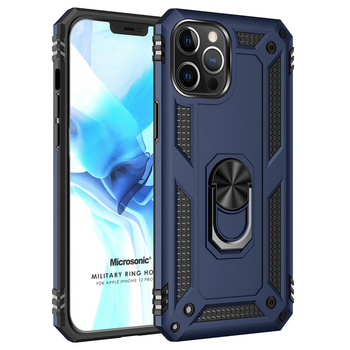 Microsonic Apple iPhone 12 Pro Max Kılıf Military Ring Holder Lacivert Microsonic Apple iPhone 12 Pro Max Kılıf Military Ring Holder Lacivert